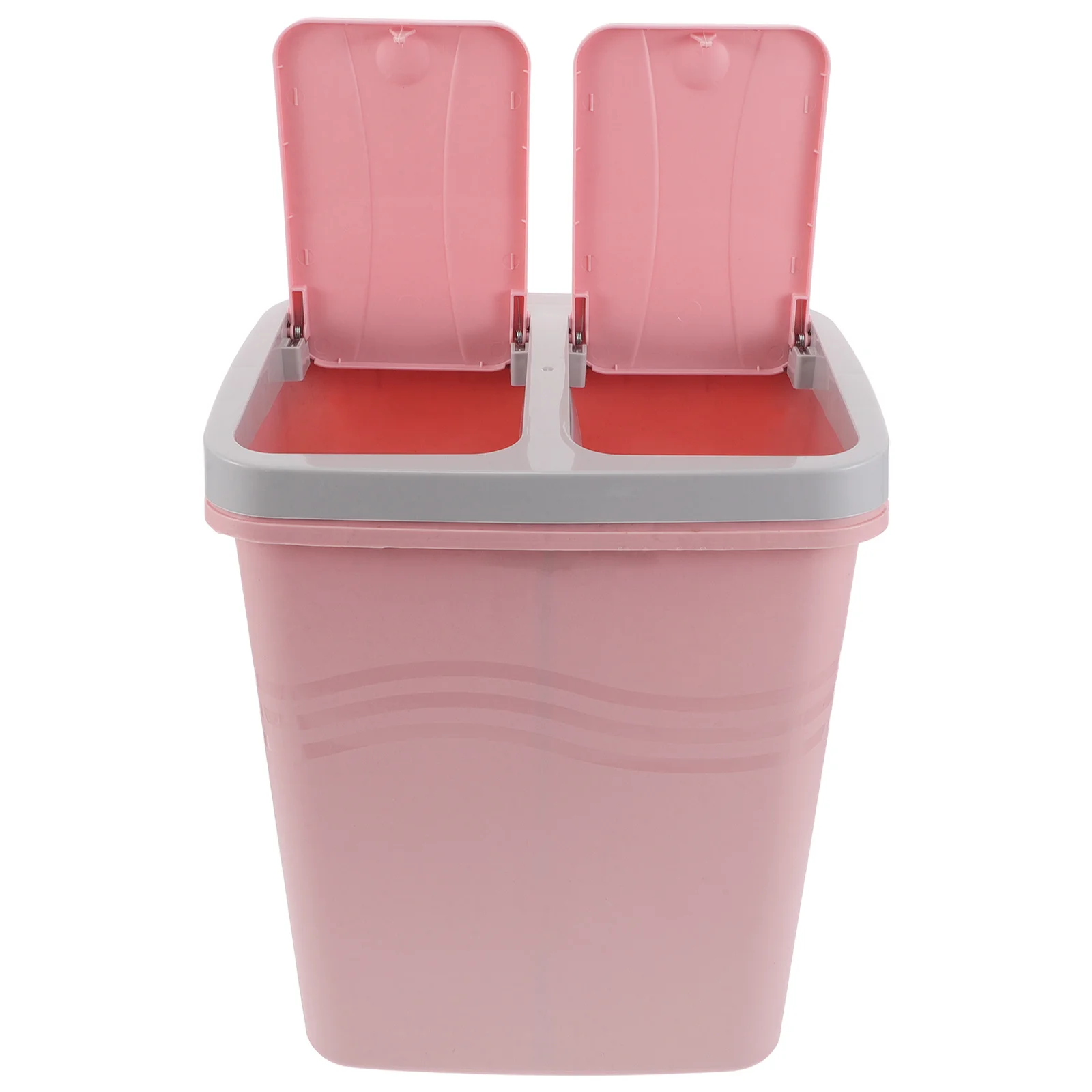 

Trash Can Dual Compartment Pink Kitchen Garbage Container Recycling Bin Wet Dry Separation Narrow Design Hygienic