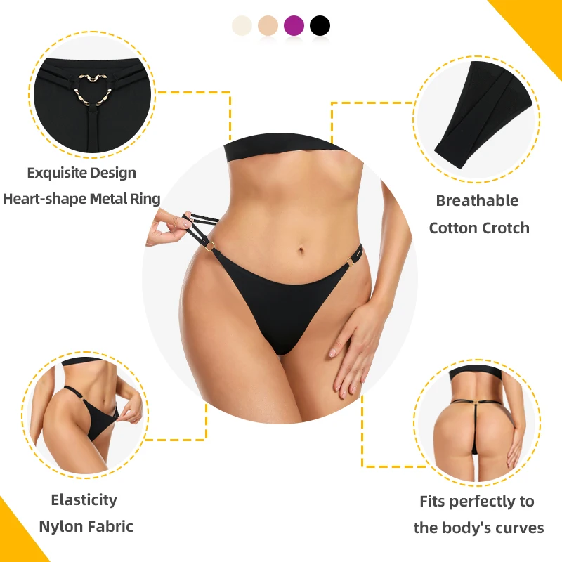 5Pcs Ice Silk Iron Ring Sexy Women G String Briefs Girls Panties Underwear Thong Seamless Underpants Lingerie Plus Size S-XL