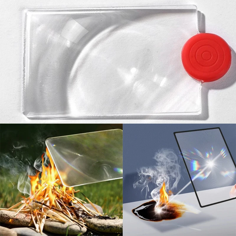 Magnifying Glass Card Fire Starter, Outdoor Solar Igniter, Fresnel Solar Concentrator, Picnic Ignition Tools Survival Multitools