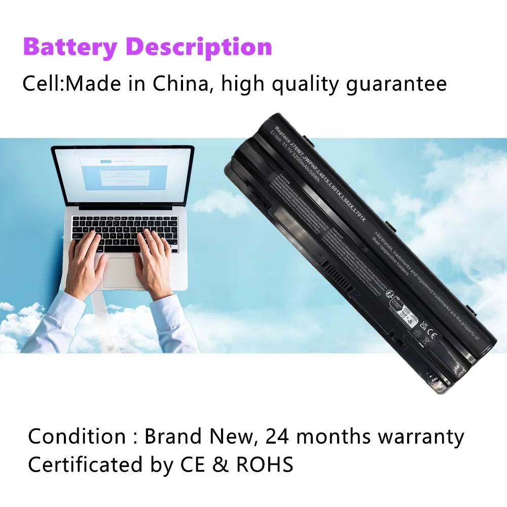 9cells 7800mAh laptop Battery For Dell XPS 14 15 17 L401x L501x L502x L701x L702x 312-1123 312-1127 J70W7 JWPHF R795X WHXY3