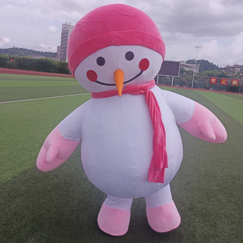 Disfraz inflable de muñeco de nieve, traje de fiesta de dibujos animados, disfraces de rendimiento, disfraces de fantasía, ropa de soplado divertido, mascota de Navidad