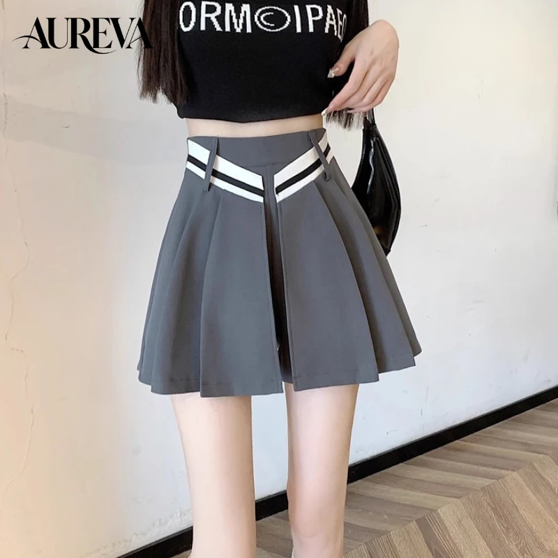 Women Asymmetric Suit Skort High Waist A‑Line Pleated Wide Leg Hot Shorts Spicy Girl Unique Design Casual Summer Skirt‑Pants