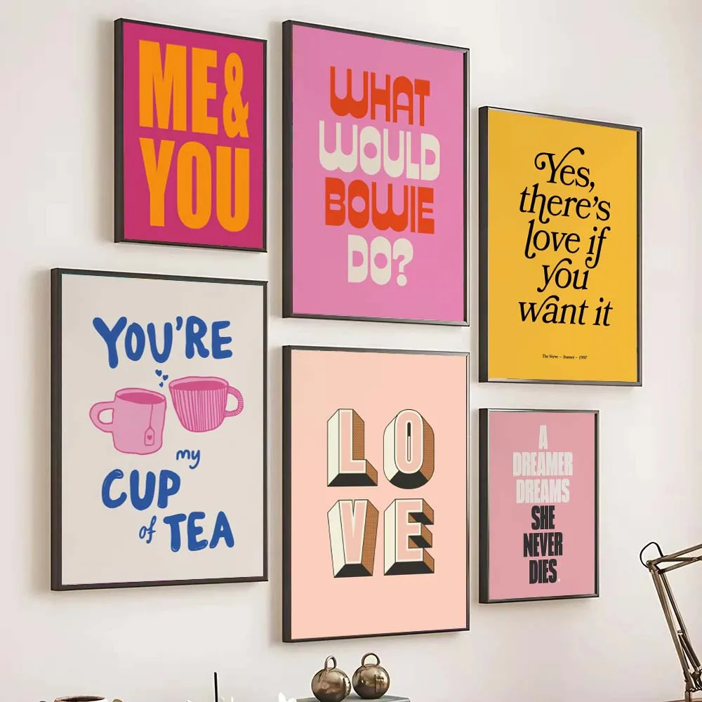 Singer Music Lyrics Typography Art Posters Pink Colors Quotes Wall Art Canvas Painting Living Room Home Decor No Frame