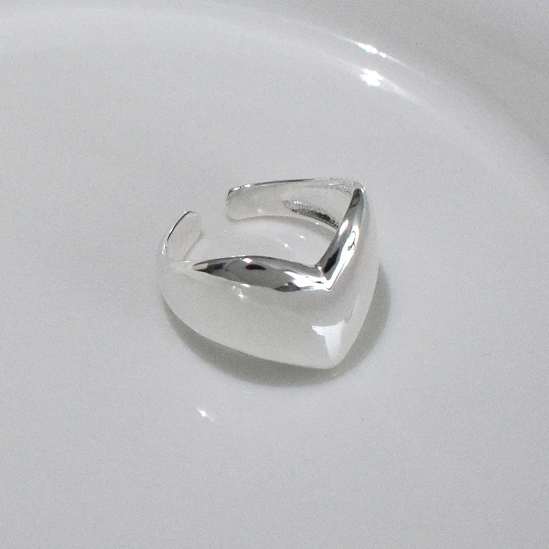 Foxanry Smooth Love Heart Geometric Rings For Women Couples Minimalist Trendy Creative Classic Party Jewelry Accessories Gifts