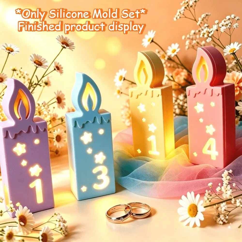DIY Number Silicone Candle Mold Set, Aroma Candle Making Mould, Home Ornament, Christmas Halloween Holiday Gift