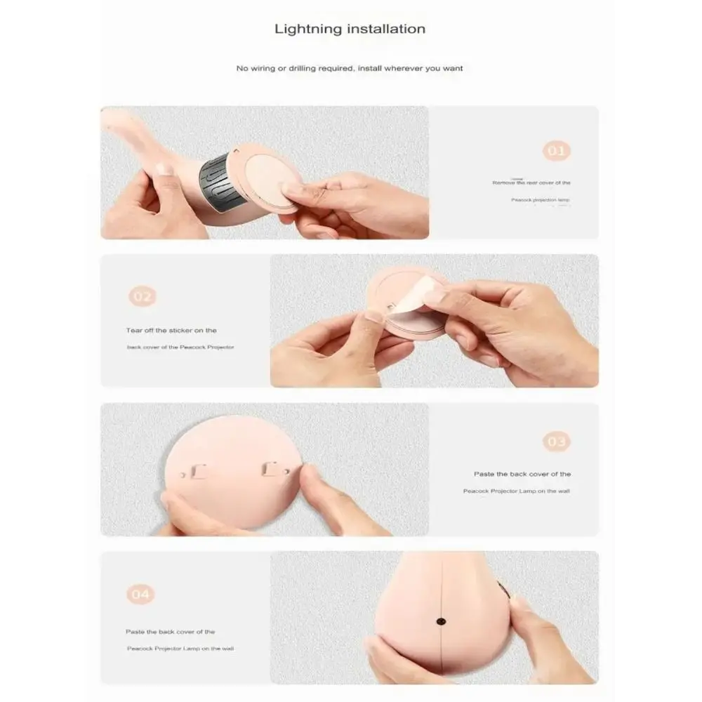 Peacock LED Projection Light Wall-Mounted ABS Night Lights Dimmable Remote Timer Sleeping Lamp