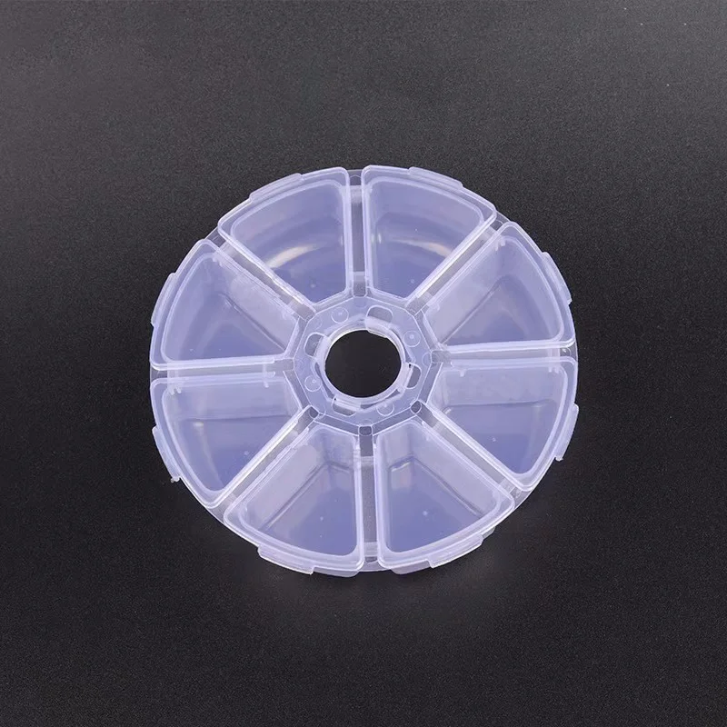 กล่องเครื่องมืออุปกรณ์เสริมสำหรับนาฬิกากล่องเก็บของพลาสติกกล่องส่วนประกอบ8กริดกล่องอะไหล่ทรงกลมสำหรับซ่อมนาฬิกา