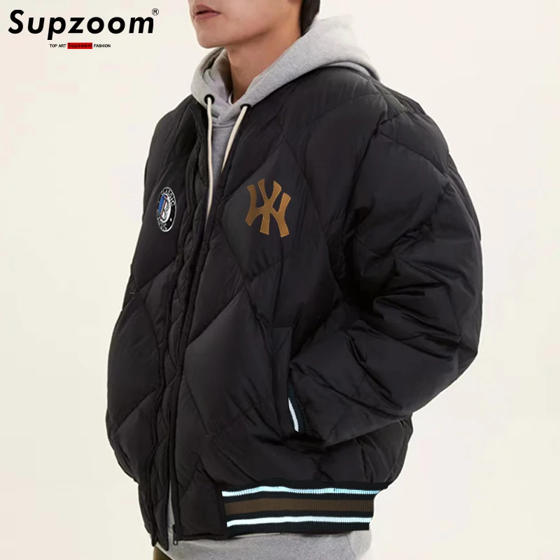 Supzoom 2022 New Arrival Hip Hop Embroidery Couples Top Fashion Casual Winter Coat Warm Baseball Bomber Down Jacket Men Brand