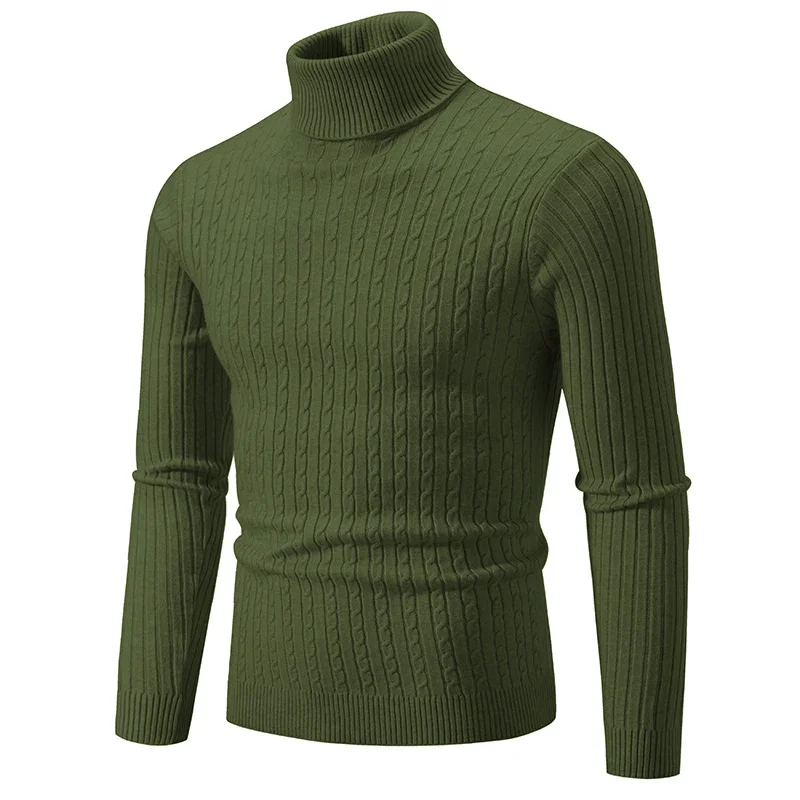 Maglione a collo alto da uomo autunno inverno nuovo pullover tinta unita lavorato a maglia caldo dolcevita casual felpe giallo blu scuro bianco