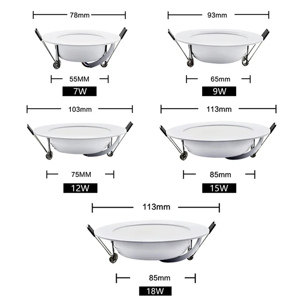 10Pcs/Lot LED Downlight 220V Recessed Round Ceiling Dowm Light Bedroom Indoor Living Room For Home Silver White LED Spot Lamp