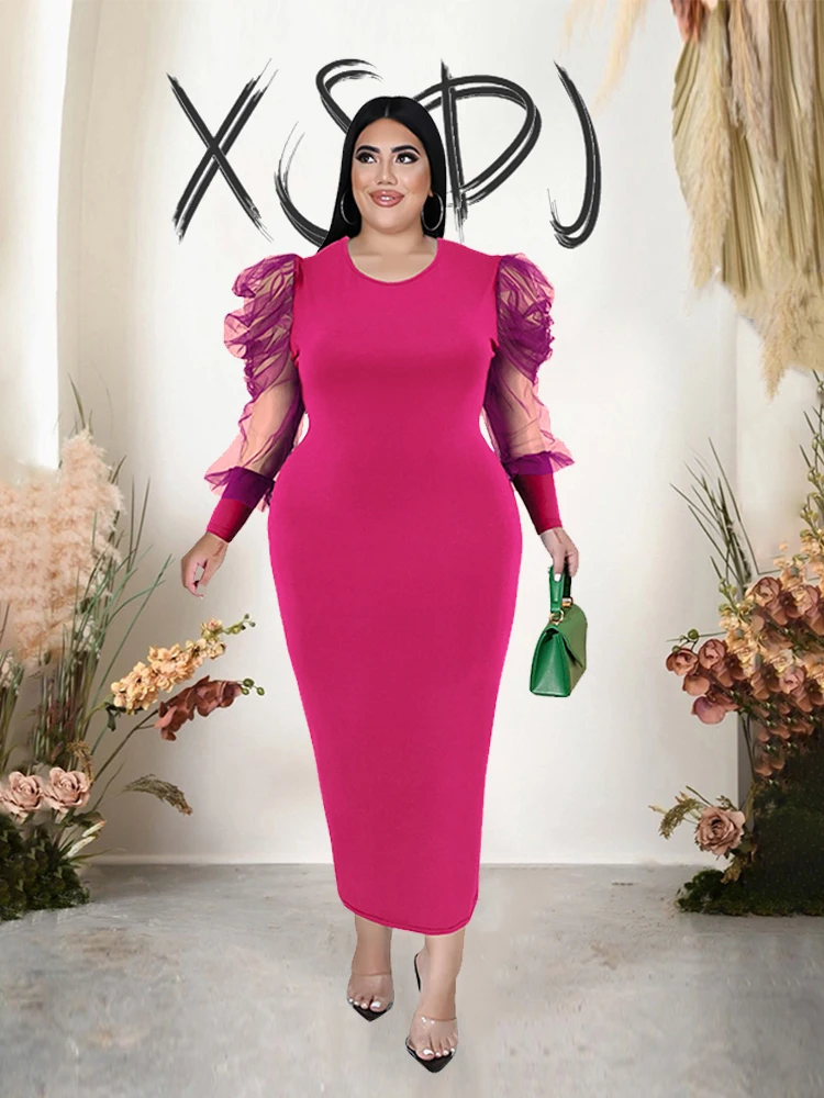 Jurken Voor Vrouwen Plus Size Oudere Dames Jurk Elegante En Chique Mesh Mouwen Sexy Lange Jurk Feest Groothandel Dropshipping