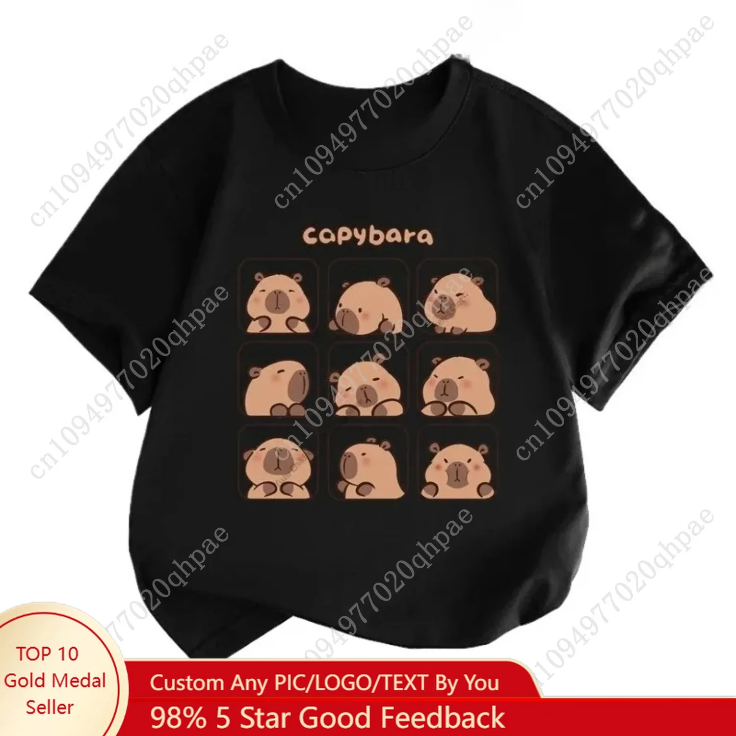 T-shirt met manches courtes pour enfants, nouvelle-tendance d' finans, indruk Capibara, mango, comfortabel, polyvalent, pour garç