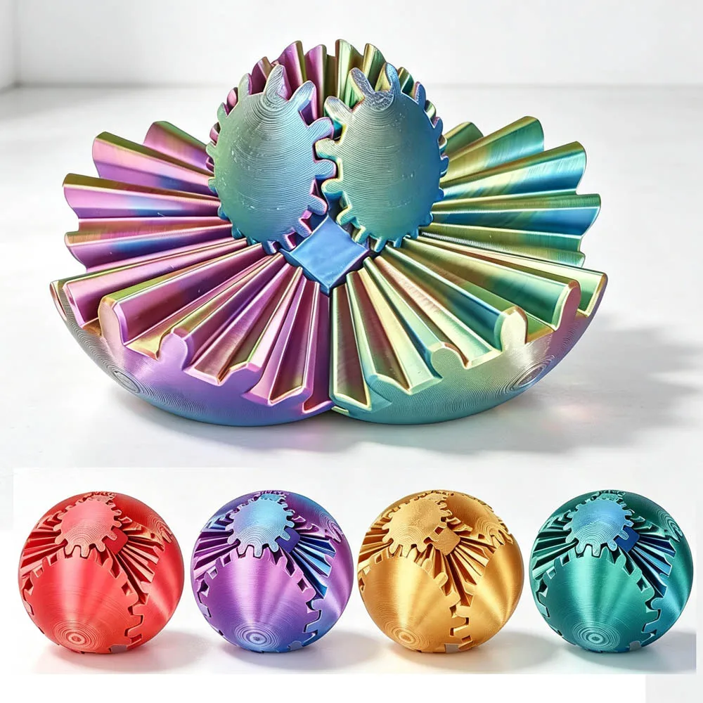 3D Printed Gear Ball Fidget Toys Spin Ball Stress Relief Desk Toy Anxiety Relax Activity Home Decor Ball Gift Gear Spin Ball
