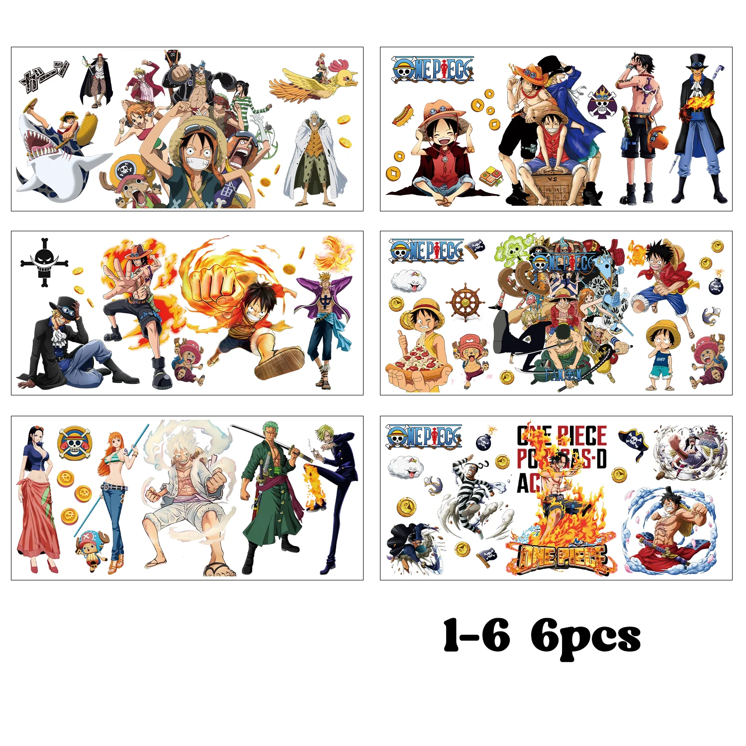 12pcs/set ONE PIECE UV DIY Decoration Decals Luffy Zoro  3D Transfers Uvdtf Tumbler Seal Stickers 16oz Uv Dtf Cup Wraps Stickers view 4