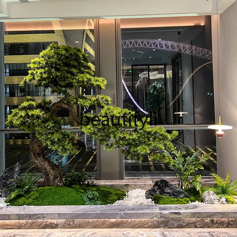 

11zsimulation welcome pine false tree Luo Hansong new Chinese style indoor landscaping green plant landscape window