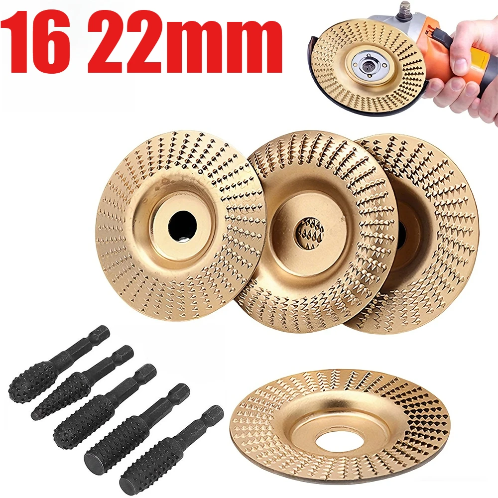 Image of 4-Zoll Holzbearbeitungs-Schleif- und Formklinge für Winkelschleifer, Runde Polierscheibe für Holz-Teetabletts, Schnitzwerkzeug-Zubehör