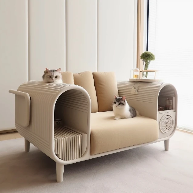 3D Print Cat Bed Kennel Pet Sofa Durable Scratch-Resistant Easy to Clean Pets and Humans Sharing Furniture Customized