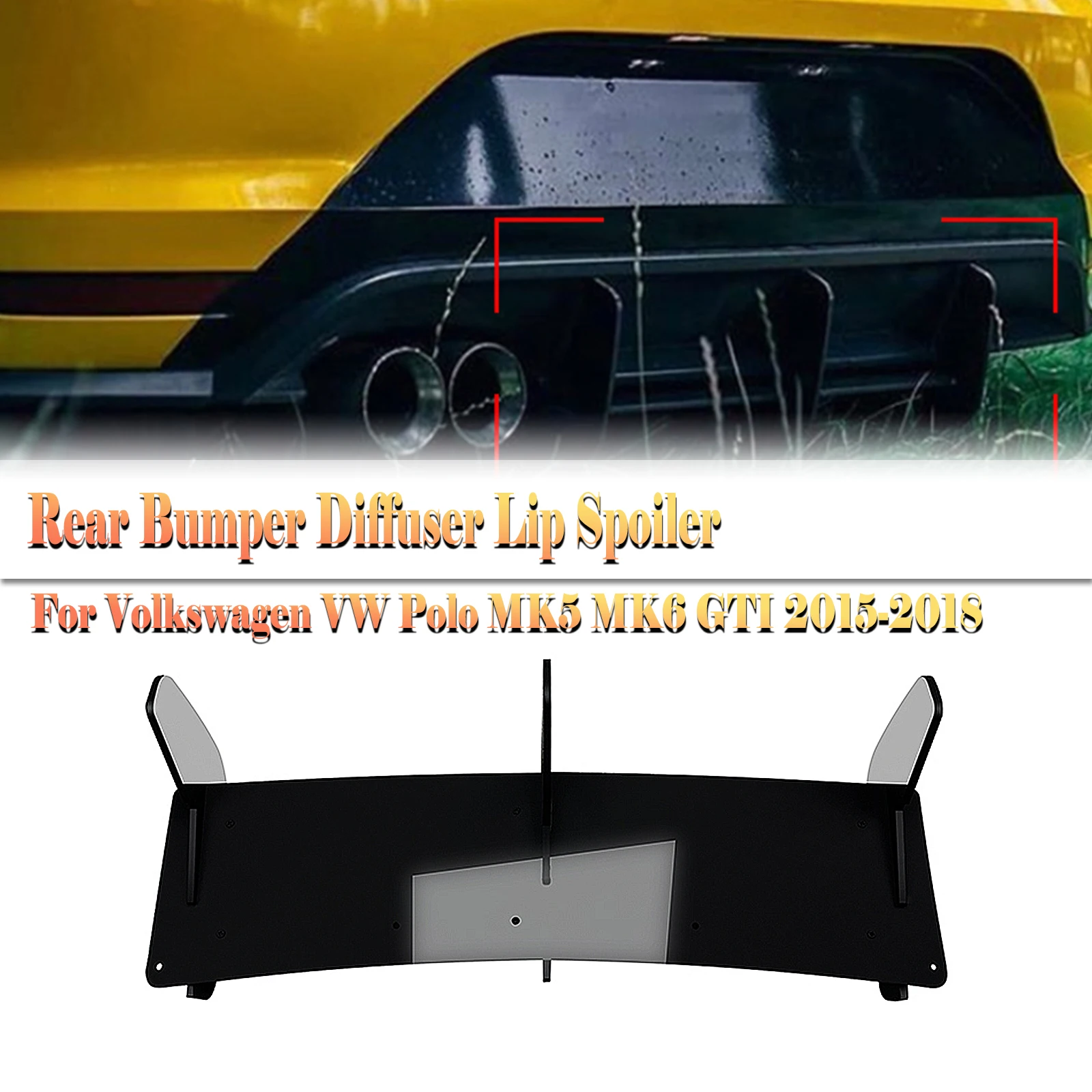 

Rear Bumper Diffuser Lip For Volkswagen VW POLO MK5 MK6 GTI 2015 2016 2017 2018 Only Lower Guard Spoiler Plate Fin Splitter Trim