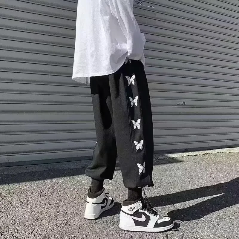 

Men Pants Oversized Size M-8XL Sports Pant Fashion Trend Comic Butterfly Printed Long Pants Loose Casual Sweatpants