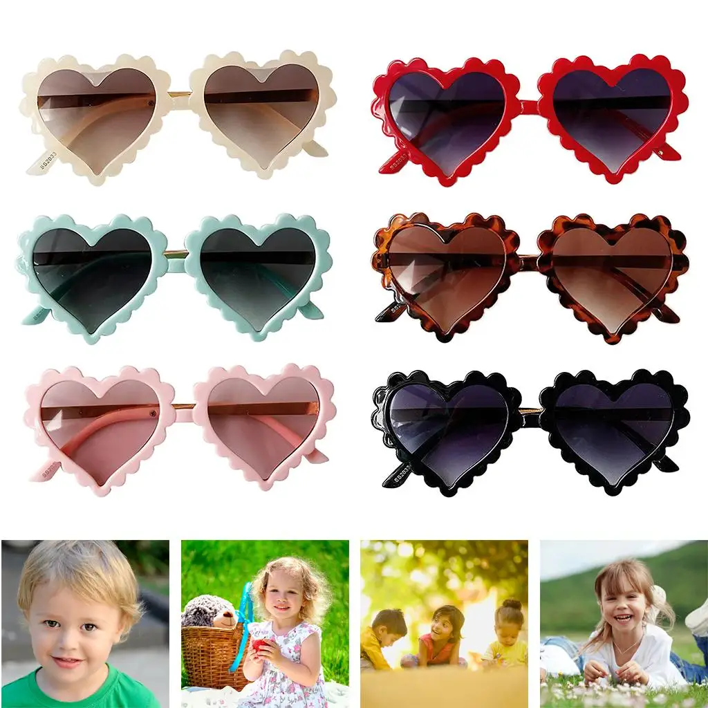 Heart Shaped Sunglasses for Kids Children UV400 Protection Plastic Frame Outdoor Beach Party Boy Girl Eyewear