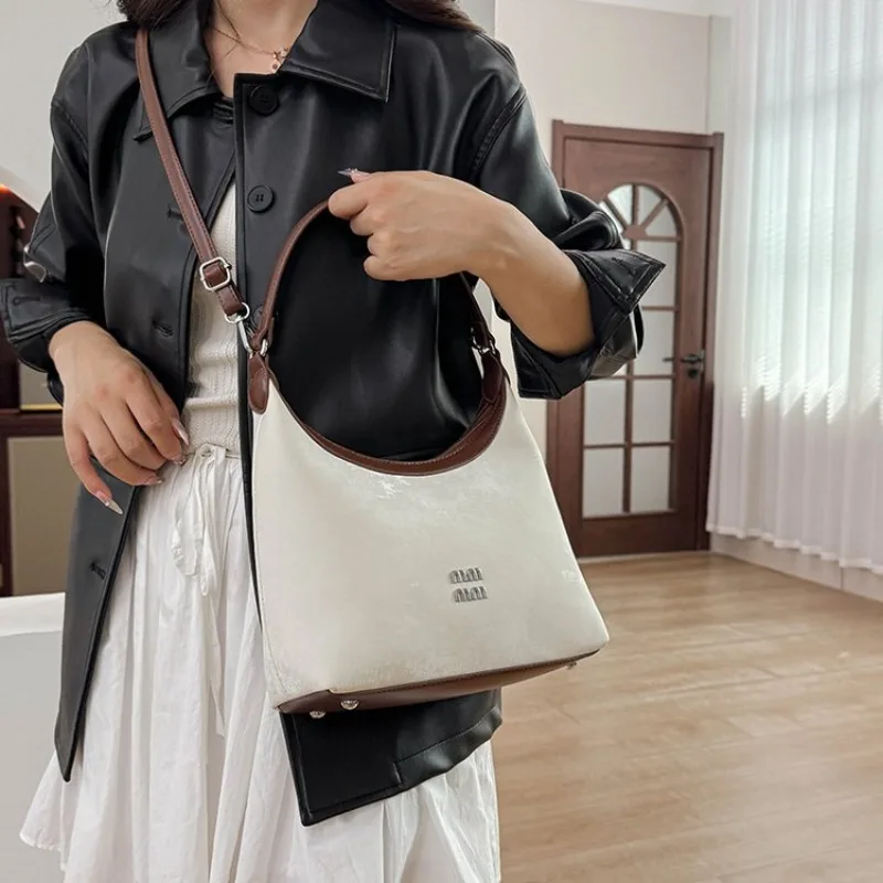 Elegant Minimalist Leather Crossbody Bag Women Handbag Designer Shoulder Tote Purse Classic Diaper Bag