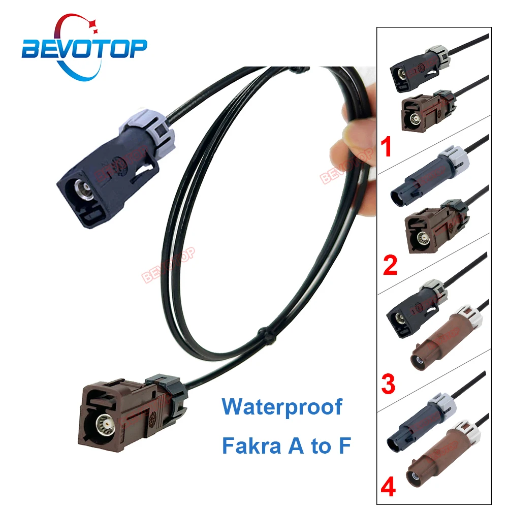 1PCS RG-174 Waterproof Fakra Extension Cable, Black Code A to Brown Code F, Male / Female Connector Cable Wire Harness BEVOTOP