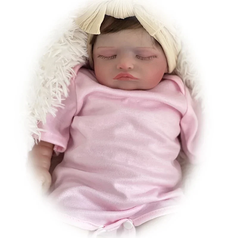 NPK 49CM Rosalie Already Painted Newborn Baby Doll Newborn Baby Reborn Doll Hand Paint with Genesis High Quality 3D skin Tone