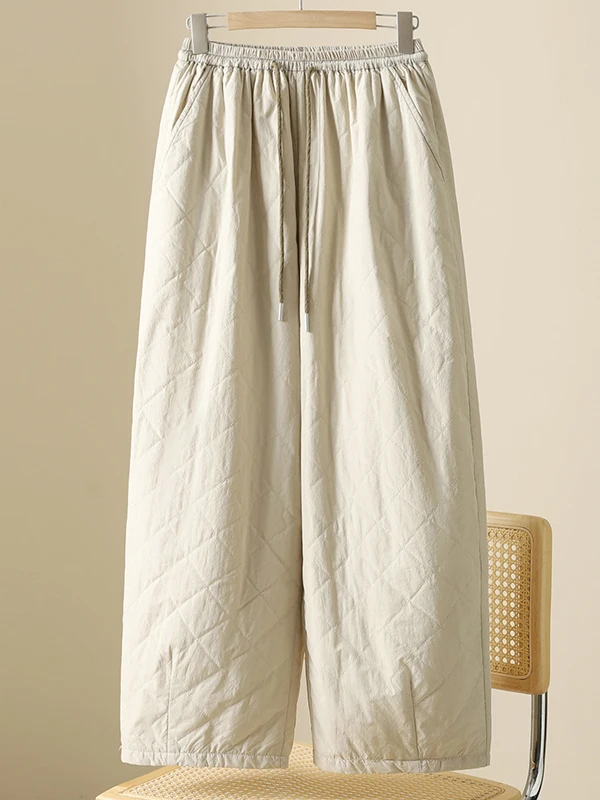 

Loose Cotton Casual Pants for Women High Waist Wide Leg Dstring Trousers Faionable plus Size Straight Tube Pants