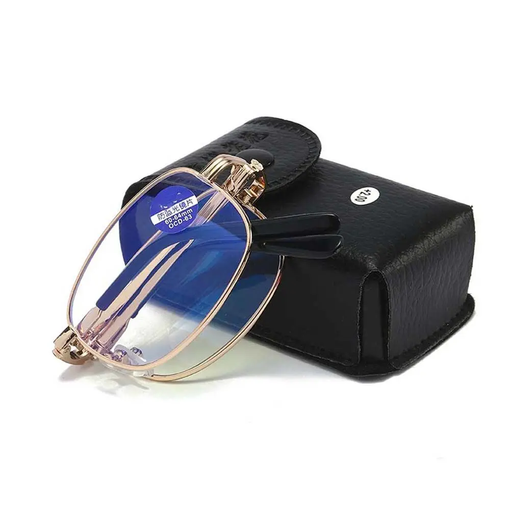 

Case Anti Blue Light Metal Women's Reading Glasses Folding Reading Glasses Reading Glasses Portable Box With Storage Bag
