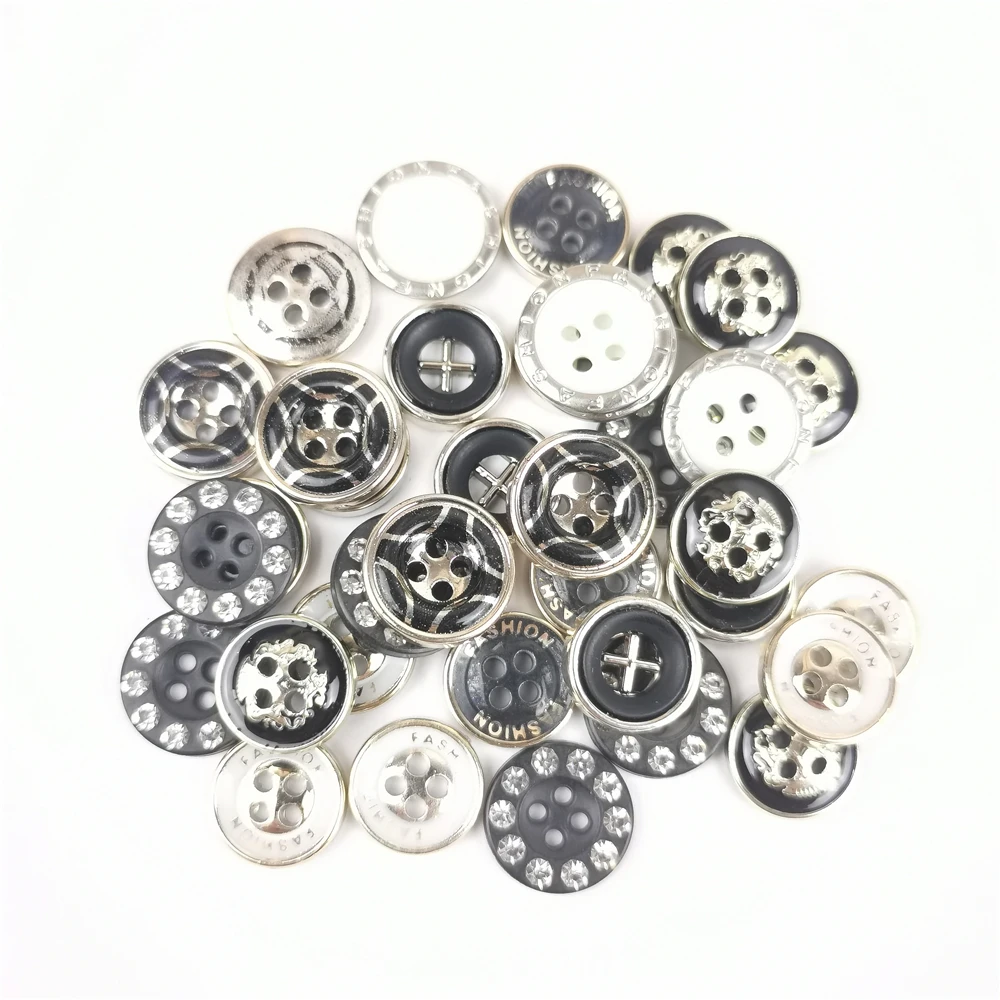 30pcs 11.5-13mm 4 Holes Round Buttons DIY Hand Sewing Shirt Kids Cartoon Buttons Clothes Crafts Accessories Concave Resin