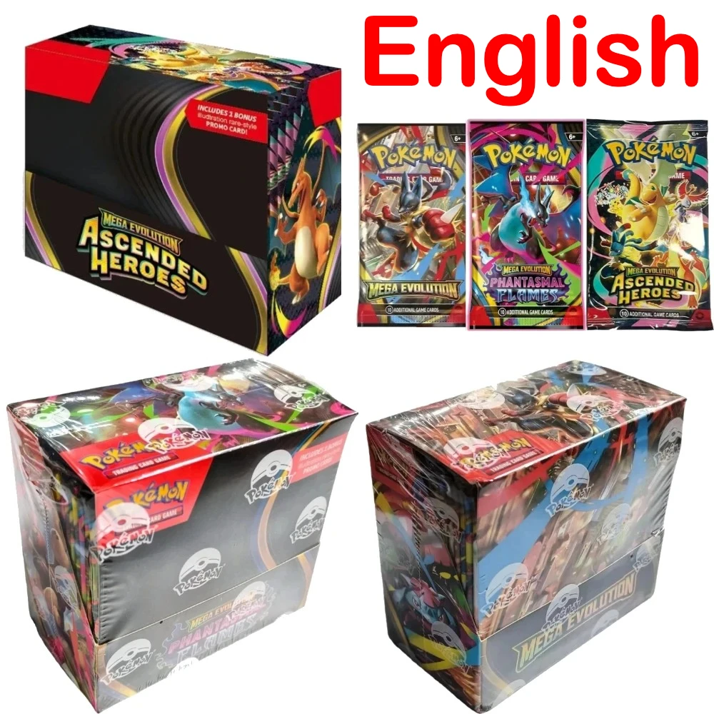 Boîte de boosters Pokémon TCG Mega Evolution Ascended Heroes Phantasmal Flames Version anglaise Cartes à collectionner pour collection ou cadeau