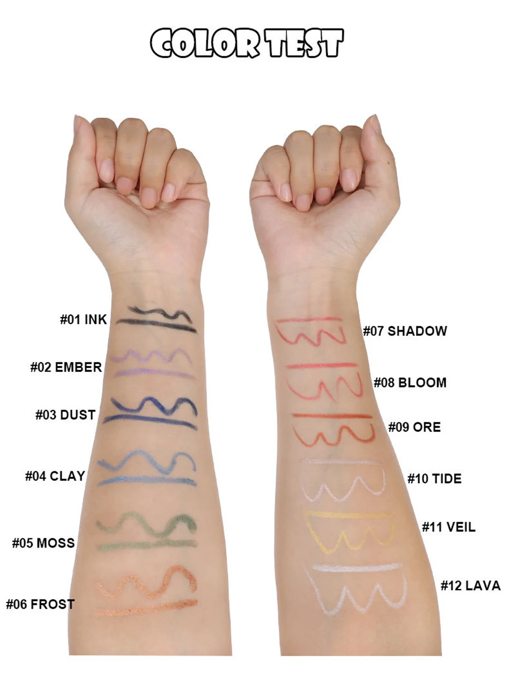 12 لون العلامة الخاصة كحل قلم رصاص شعار مخصص طويلة الأمد الصباغ بيرليسسينت العين اينر جل مقاوم للعرق تجميل ضد الماء