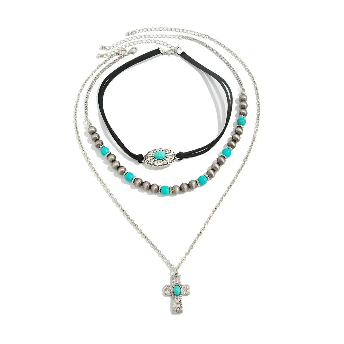 Ingemark 3 قطعة/المجموعة العرقية الصليب يسوع قلادة المختنق قلادة للنساء 2026 الاتجاه الجديد بوهو الخرز سلسلة الجمالية مجوهرات هدية #5