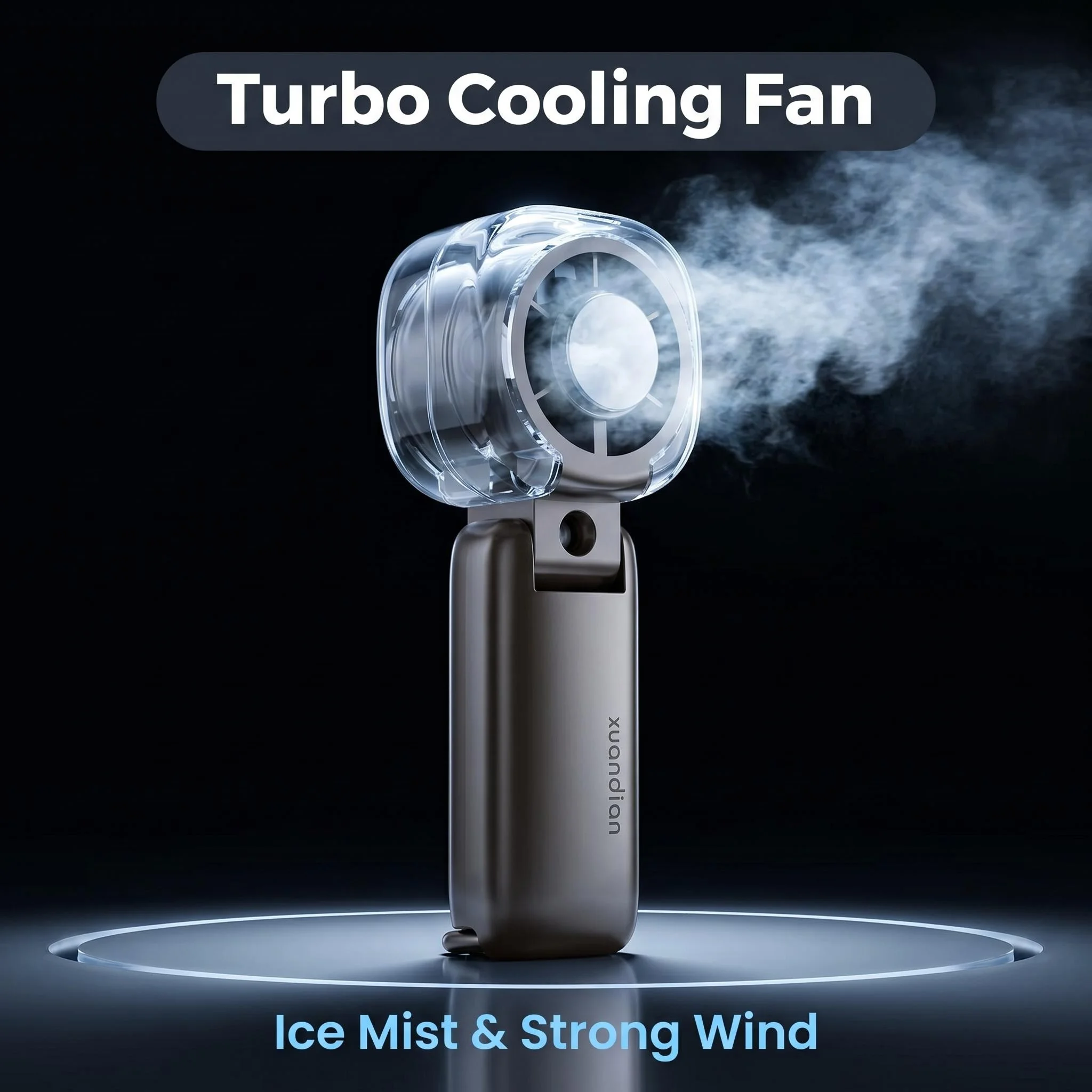High Speed Wind Portable Handheld Ice Cooling Misting Fan USB Rechargeable Digital Display Foldable Design for Quick Cooling