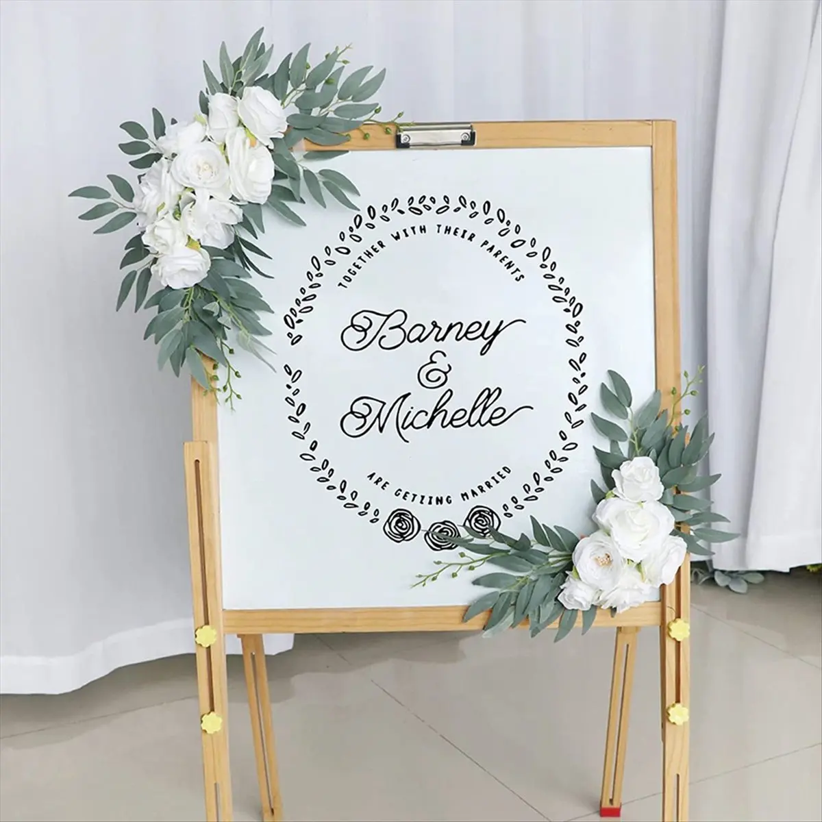 ABPP Artificial Wedding Arch Flower Kit Boho Eucalyptus Garland Curtains Wedding Decoration Welcome Sign,A