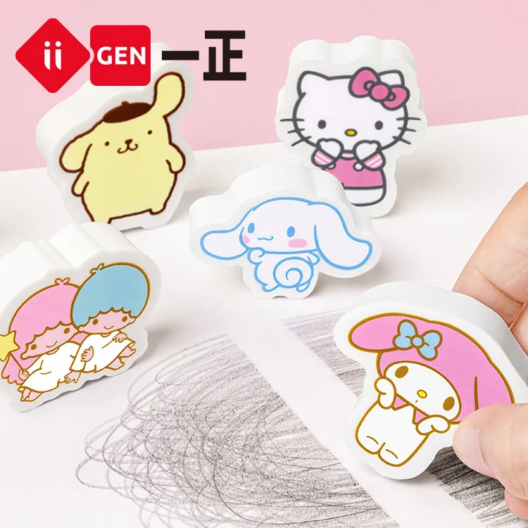 6Pcs Yi ZHENG IIGEN YZ8511 Sanrio Hello Kitty MyMelody Kuromi Eraser Cartoon Kawaii Rubber Student Prize Stationery Supplies