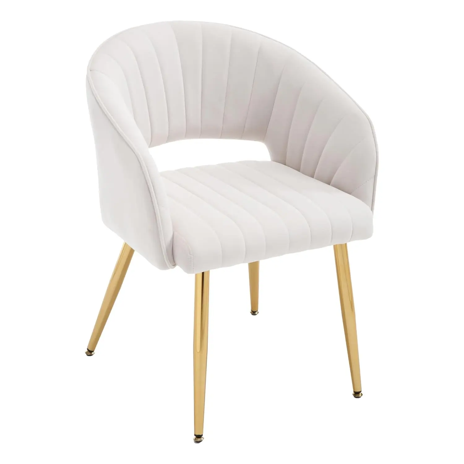 

Modern Vanity Chair, Home Office Desk Chair with Hollow Back, Upholstered Dining Chair with Gold Metal Legs, Comfy Accent
