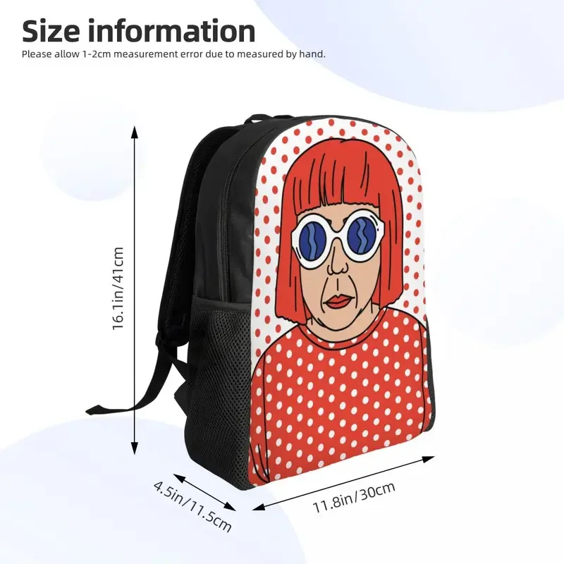 Yayoi Kusama-mochila de autorretrato para hombre y mujer, bolsa de libros para estudiantes universitarios, se adapta a bolsas para portátiles de 15 pulgadas