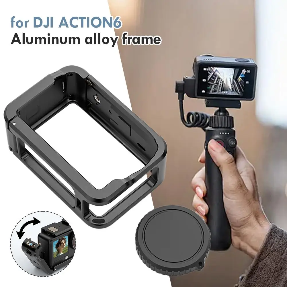 

For DJI Action 6 Cage Aluminum Alloy Frame Metal Case Anti-Drop Anti-Scratch Sports Camera Accessory Set