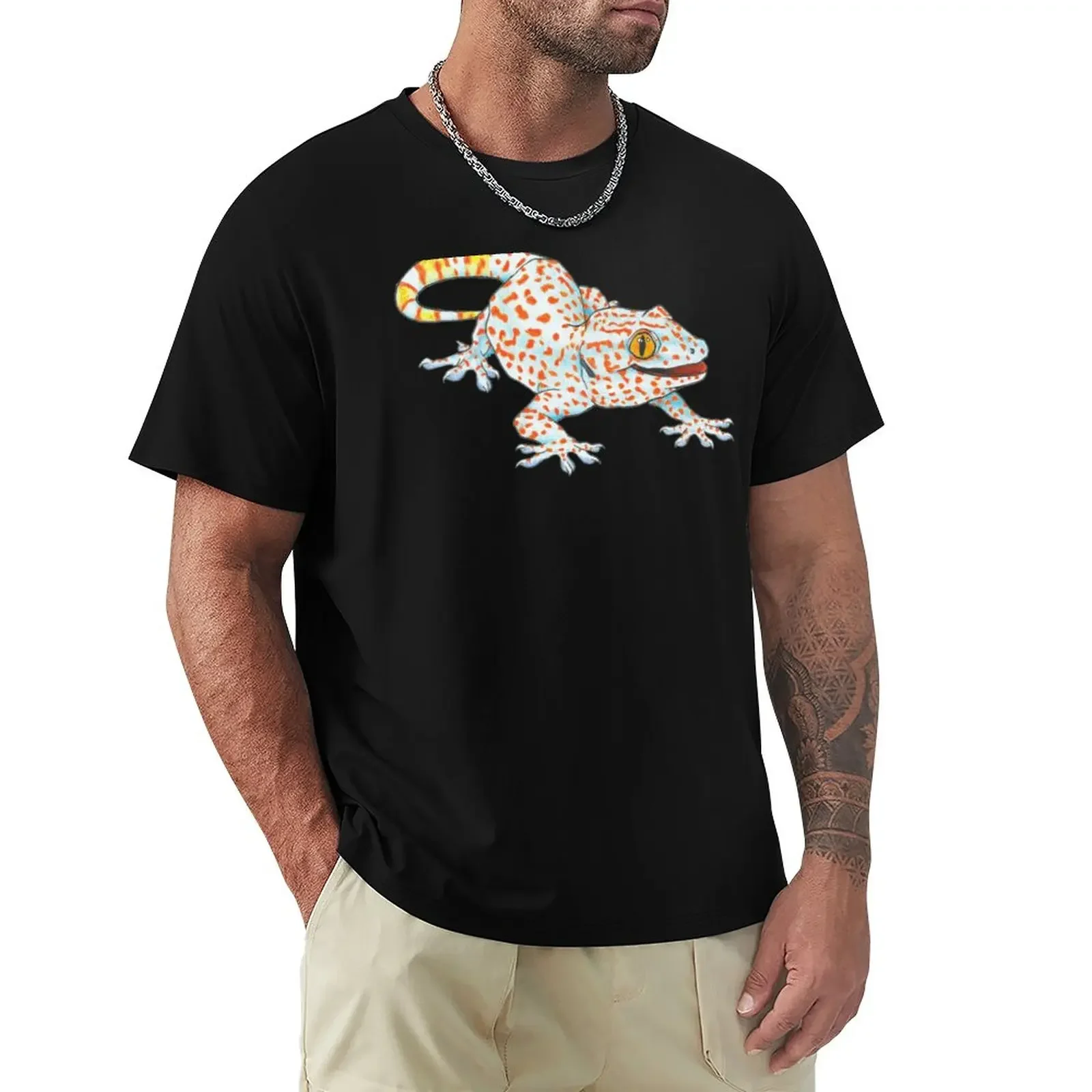 Light Blue Tokay Gecko T-Shirt 100%cotton shirt aesthetic clothes boys white t shirts Blouse fitted t shirts for men vintage