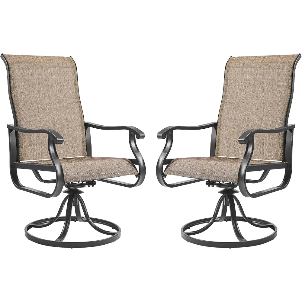 

Patio Swivel Chairs Set of 2, Outdoor Swivel Rocker Dining Chairs with All Weather Textilene High Back & Metal Frame