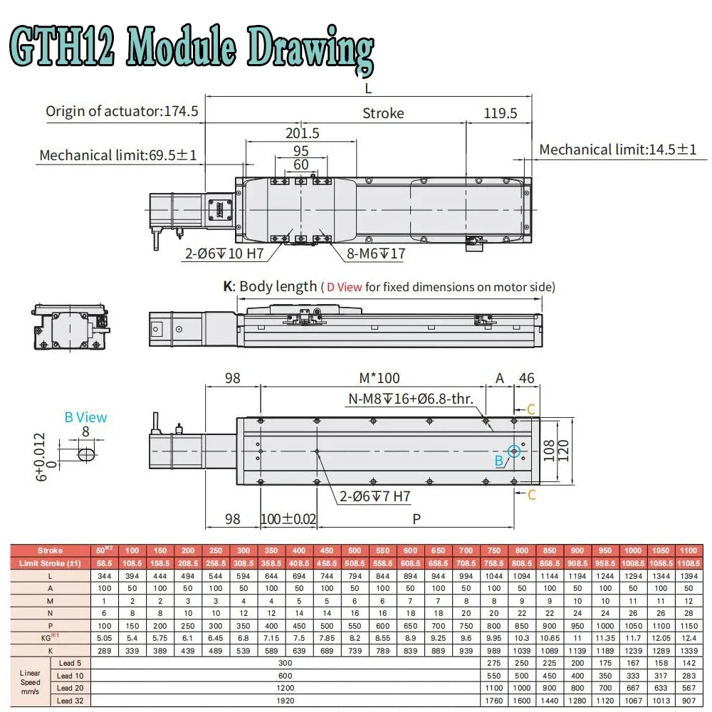 Fully Enclosed 120mm Width Single-Axis Robot Embedded Linear Module Built-in Linear Motion 1:1 Replace TOYO Precision Dust Proof