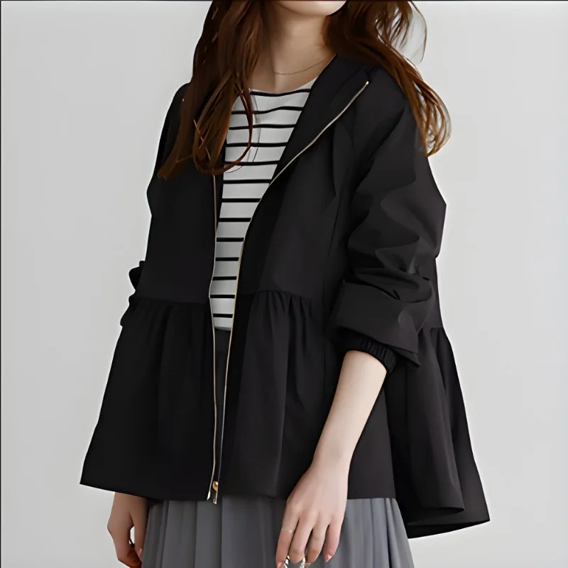 Hooded Trench Coat Women's 2026 Spring Autumn Winter Loose Casual Small Jacket Cardigan
