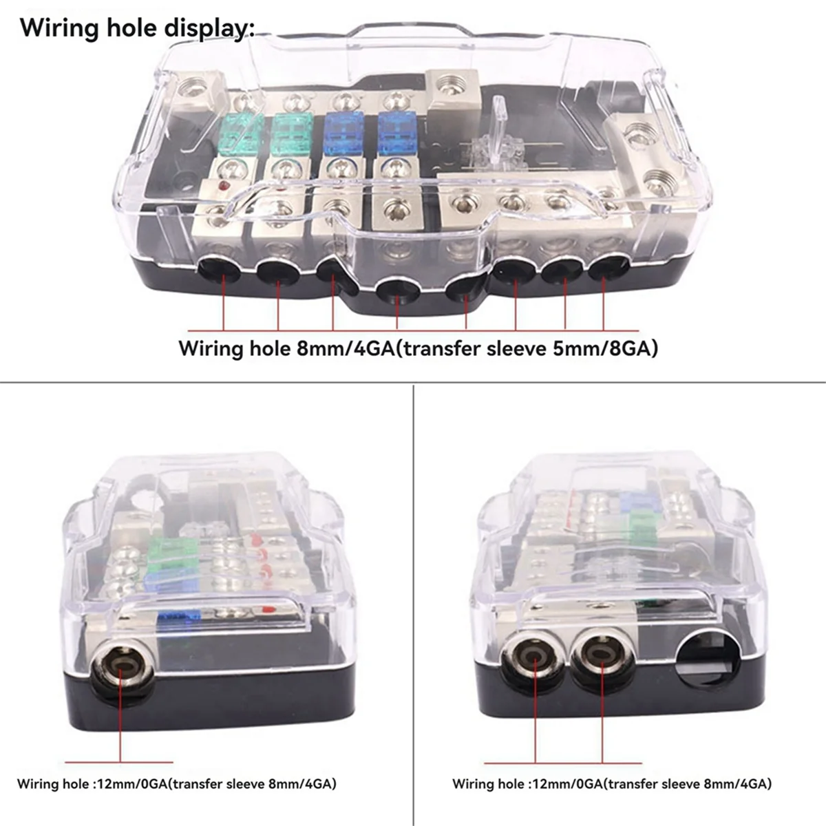 Car Audio Stereo Holder Fuse Block Fuse Box Car Audio Stereo Multi‑Functional 4 Way Distribution Holder for SUV ATV UTV