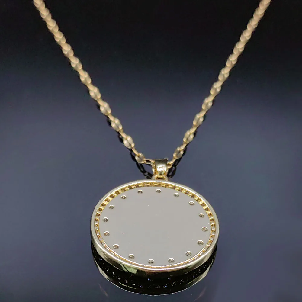 Luxury Virgin Mary Copper Zircon Medal Pendant Necklace for Women Men Stainless Steel Gold Color Our Lady Chain Jewelry collar