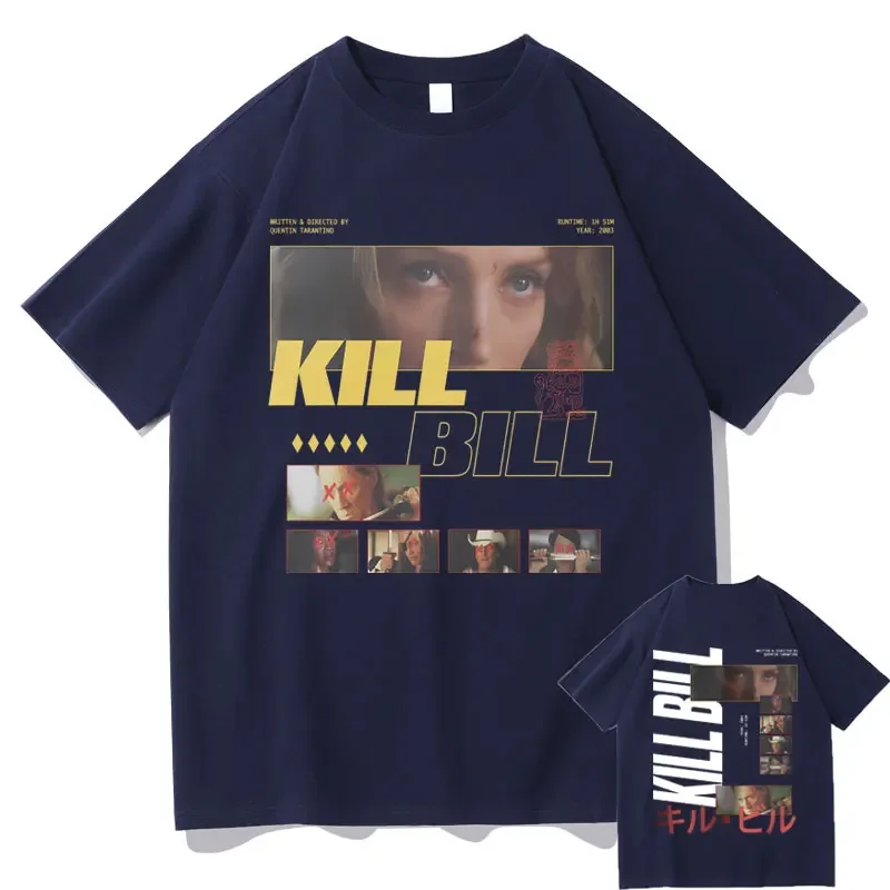 Classic Vintage Action Movie Kill Bill Double Sided Print T-shirt Quentin Tarantino T Shirts Men Women Oversized Short sleeve