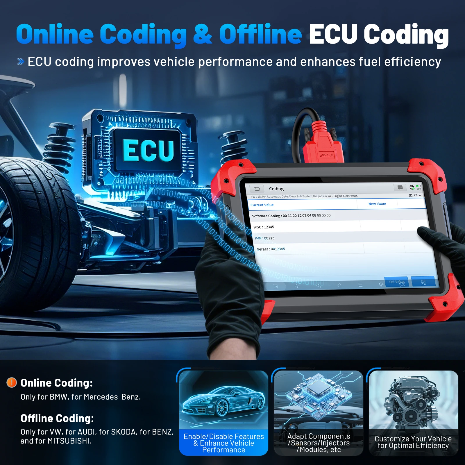 2025 XTOOL D7 V2.0 السيارات obd2 الماسح الضوئي ثنائي الاتجاه التحكم ECU الترميز جميع النظام التشخيص أداة مسح ضوئي FCA CAN FD & DoIP #5