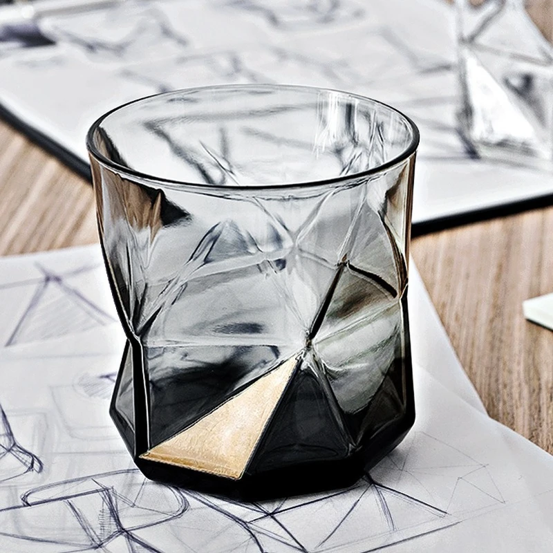 Bomioli Imported Glass Cup Juice Beverage Cup  Household Water Cup  Creative Personality  Geometric Design  Weibei Cup