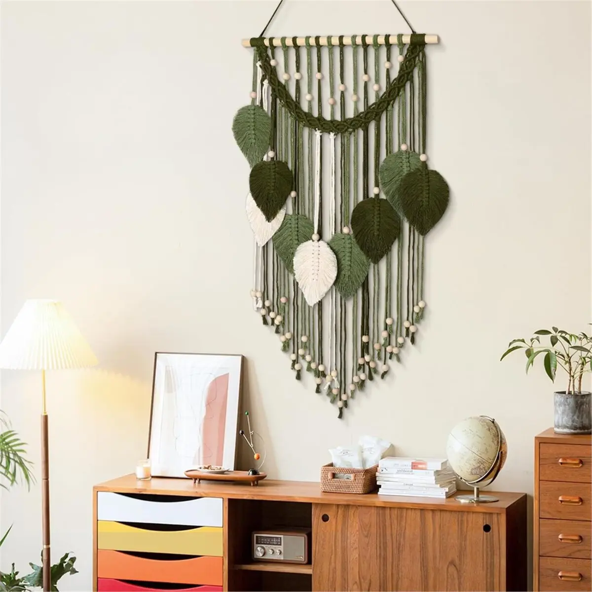 Macrame Wall Hanging Boho Leaf Woven Tapestry, Bohemian Home Decor,for Bedroom Living Room Apartment Ornament
