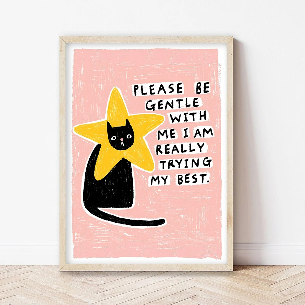 I hope the pigeons know that I love them Art Print Fun Quote Poster I am trying my best Cat Pictures Wall Art Retro Home Decor